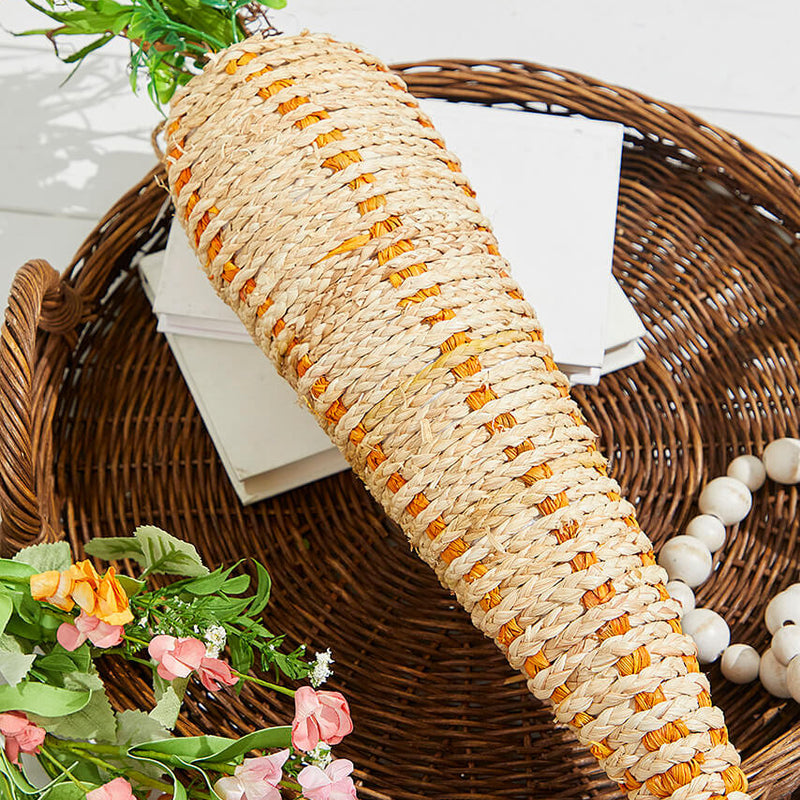 23.5" Carrot Ornament Natural Green Rustic Spring Easter Decorative Accent with Woven Texture and Orange Detail for Wreaths Mantels and Seasonal Displays