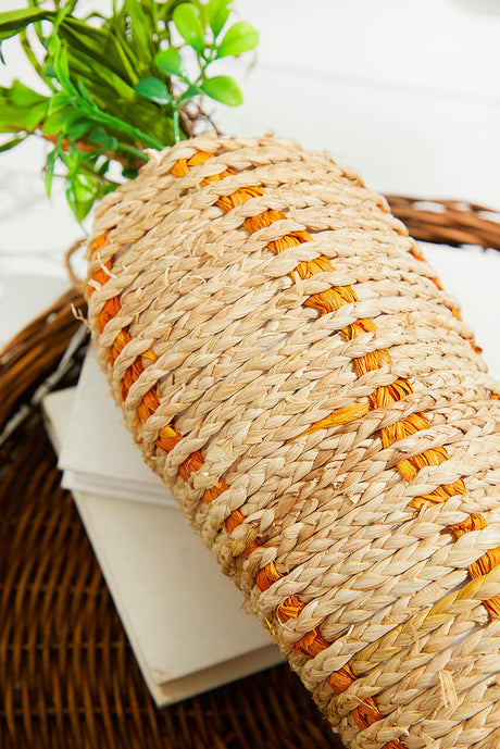 23.5" Carrot Ornament Natural Green Rustic Spring Easter Decorative Accent with Woven Texture and Orange Detail for Wreaths Mantels and Seasonal Displays