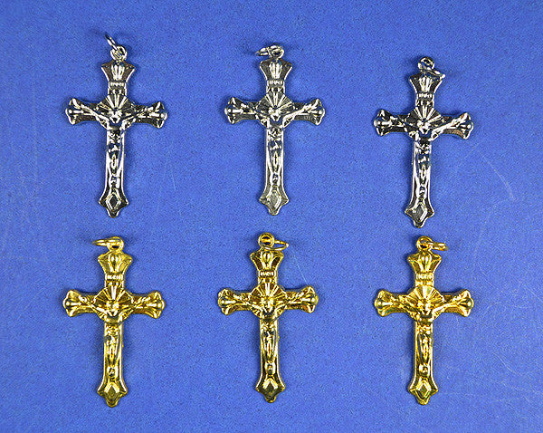 1.5" Gold Catholic Metal Cross Pendants - Pack of 100 Pieces