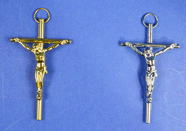 3 Inch Gold Catholic Metal Cross Pendants with Hanging Loop Pack of 10