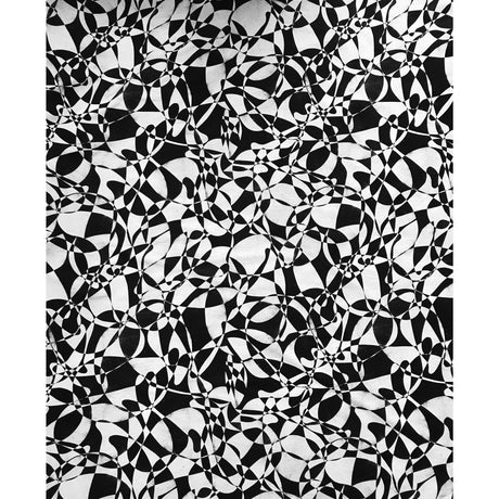 African Print Elastic Knit Fabric - Black, White Shattering The Glass Ceiling, 58" Width (1 Yard)