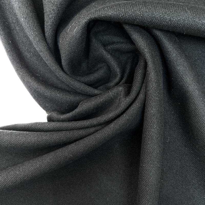 Black Wool Fused Knitted Fabric