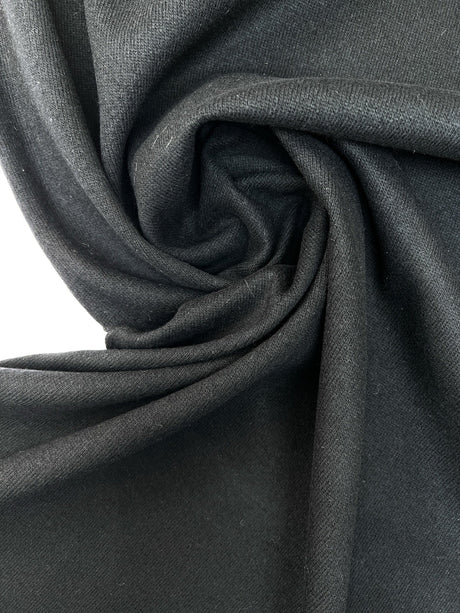 Black Wool Fused Knitted Fabric