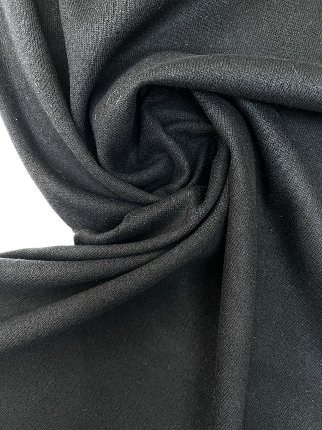 Black Wool Fused Knitted Fabric