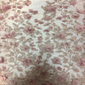 3D Embroidered Satin Floral Pearl Lace Fabric - 100 Percent Polyester Fabric, Floral Pearl Embroidery, 52" Width, 12" Panel (1 Yard)
