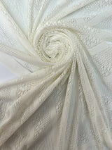 Polyamide Knitted Abstract White Fabric