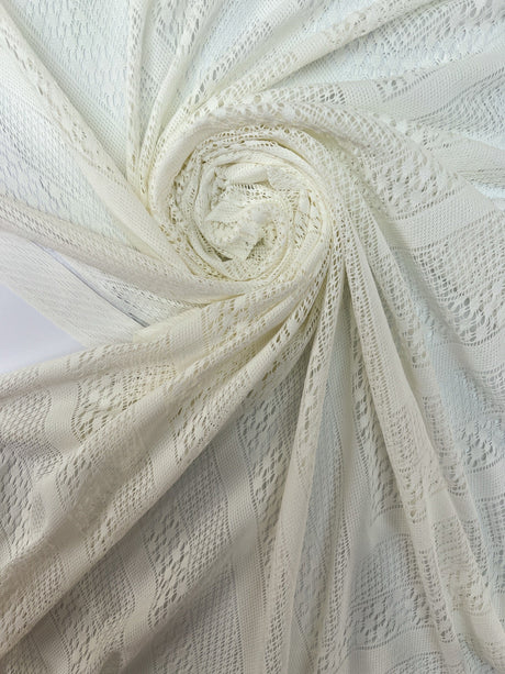 Polyamide Knitted Abstract White Fabric