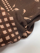 Italian Wool Floral Fabric Brown Beige