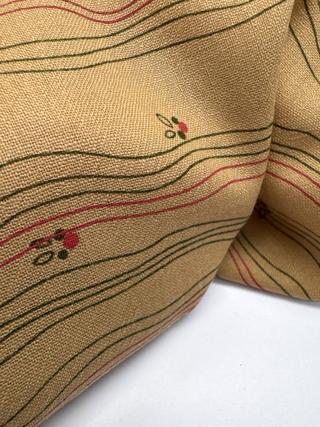 Printed Wool Fabric Brown Beige Stripes