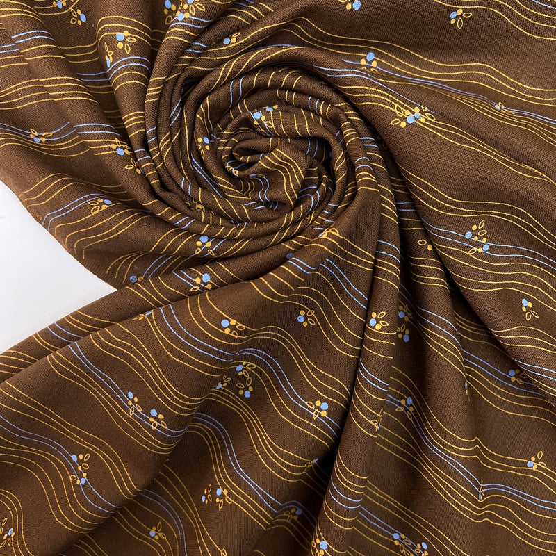 Italian Brown Striped Wool Fabric