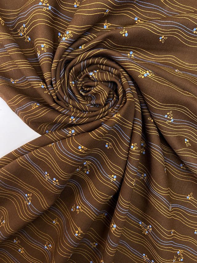 Italian Brown Striped Wool Fabric
