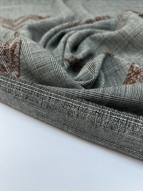 Wool Printed Abstract Striped Fabric