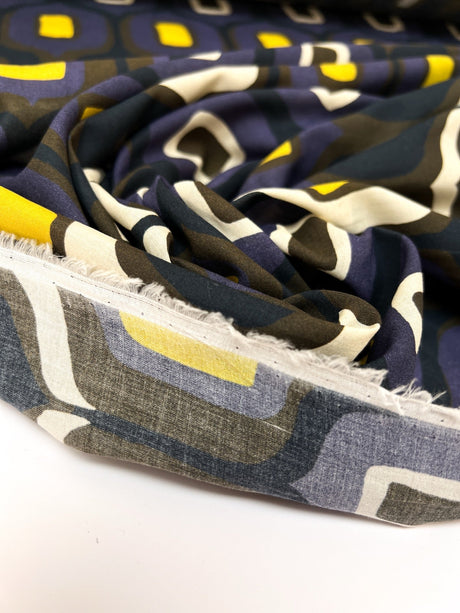 Cotton Batiste Printed Blue Geometric
