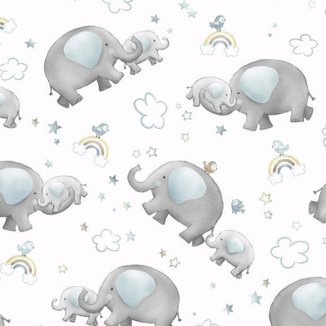 Cuddle Fabric Blue Little Peanut Elephants 58/60"