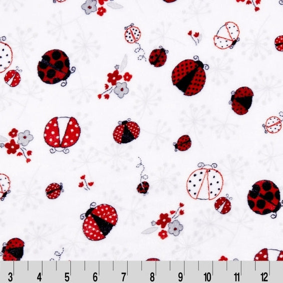 Minky Plush Fabric Cloud Cuddle Scarlet Lucky Lady Bug 58/60