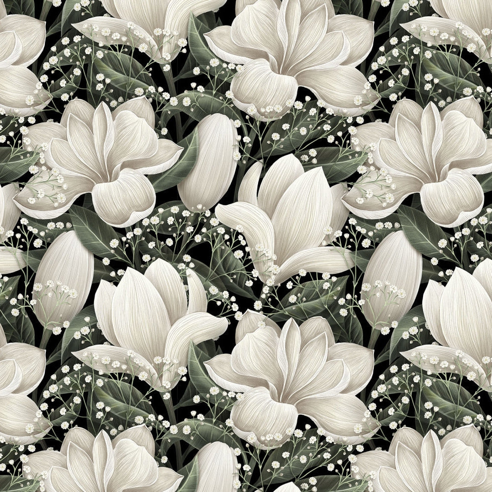 Minky Fabric Cloud Cuddle Natural Magnolias 58/60