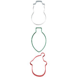 Wilton Metal Christmas Cookie Cutter Set, 3-Piece (Snowman, Lightbulb, Santa Claus)