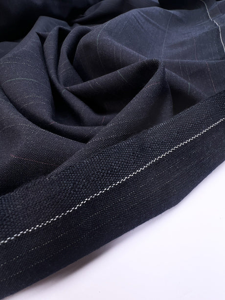 Wool Blend Woven Striped Blue Suiting