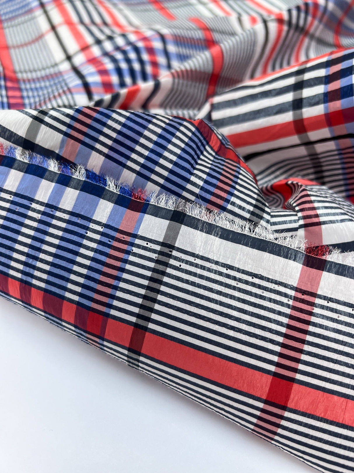 Polyester Blend Crinkled Checked Woven