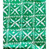 Naija To The Max Synthetic Satin Fabric - Green White African Print, 58" Width (Per Yard)