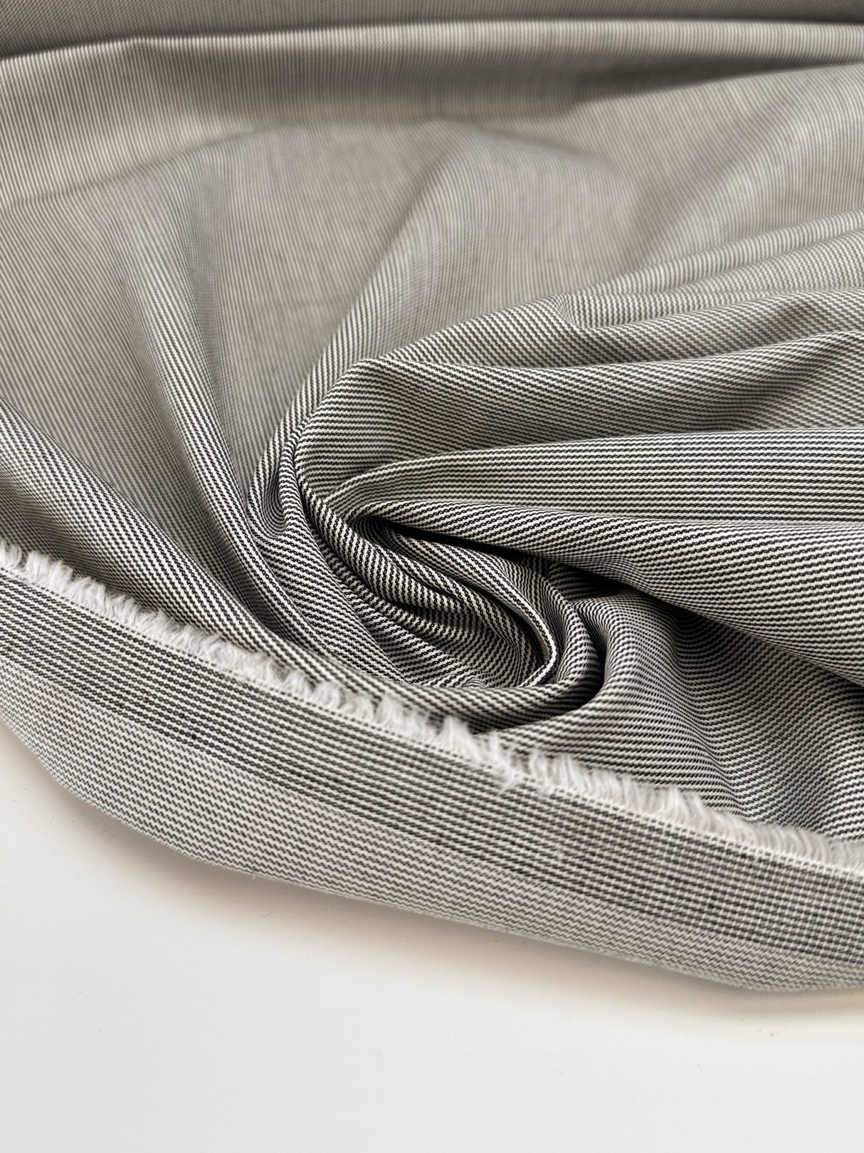 Cotton Elastane Striped Gray Fabric