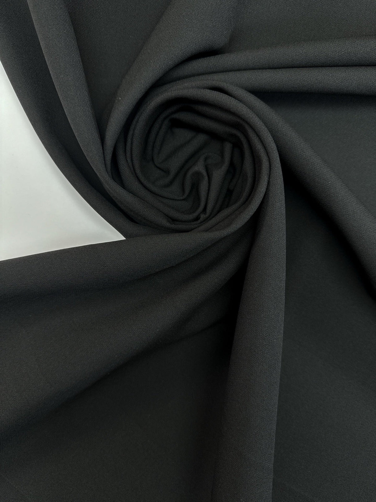 Black Polyester Viscose Cotton Elastane Double Weave