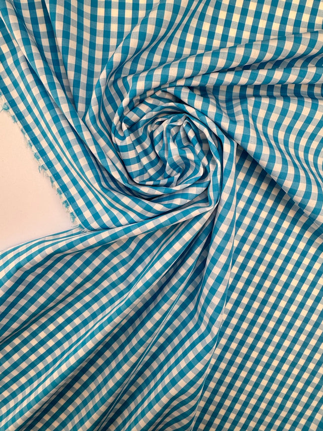 Cotton Poplin Checked Blue