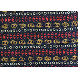 Abimbola Stretch Cotton Satin Fabric - Navy, Orange, Marigold, Beige African Print, 58" Width (1 Yard)
