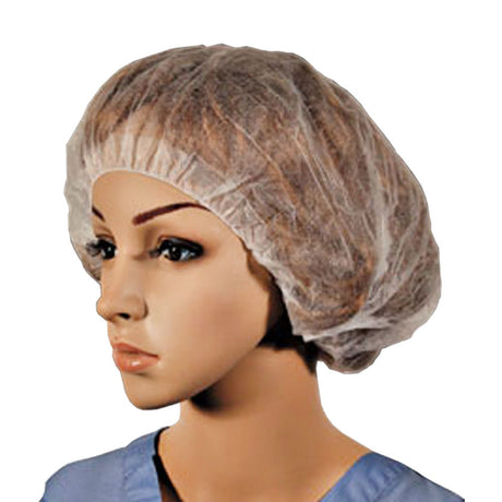 Cellucap BI4DI 21" Pleated White Hand-Tied Bouffant Caps - Box of 100