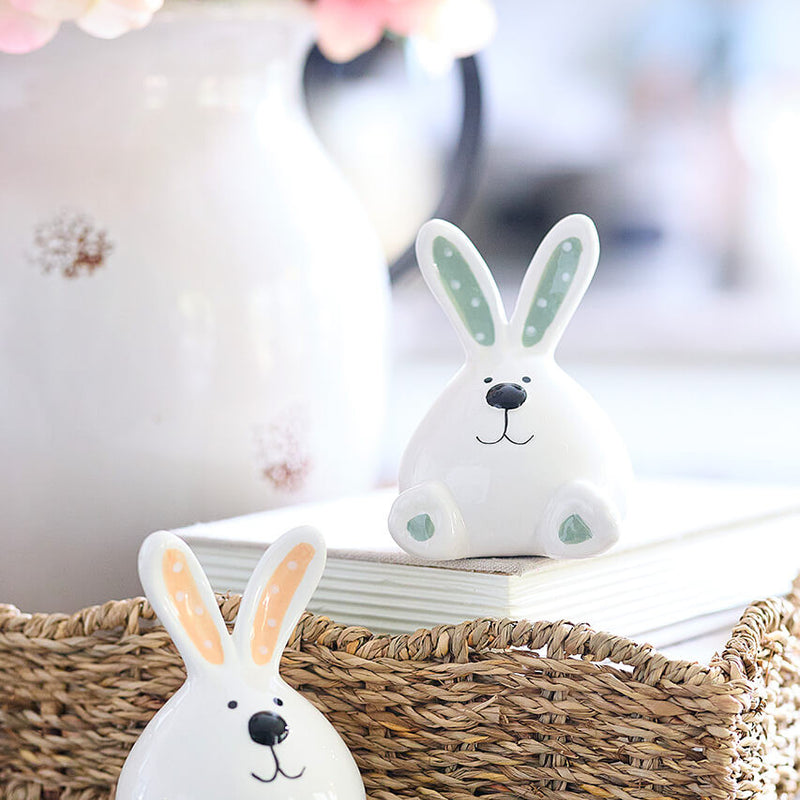 3.94" Ceramic Sitting Bunny – Elegant Spring Decorative Figurine