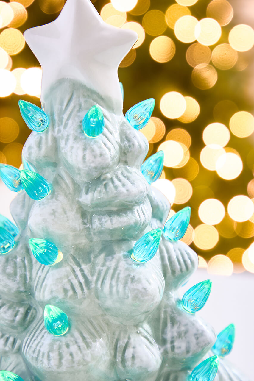 11.5" Light Blue Ceramic LED Tree