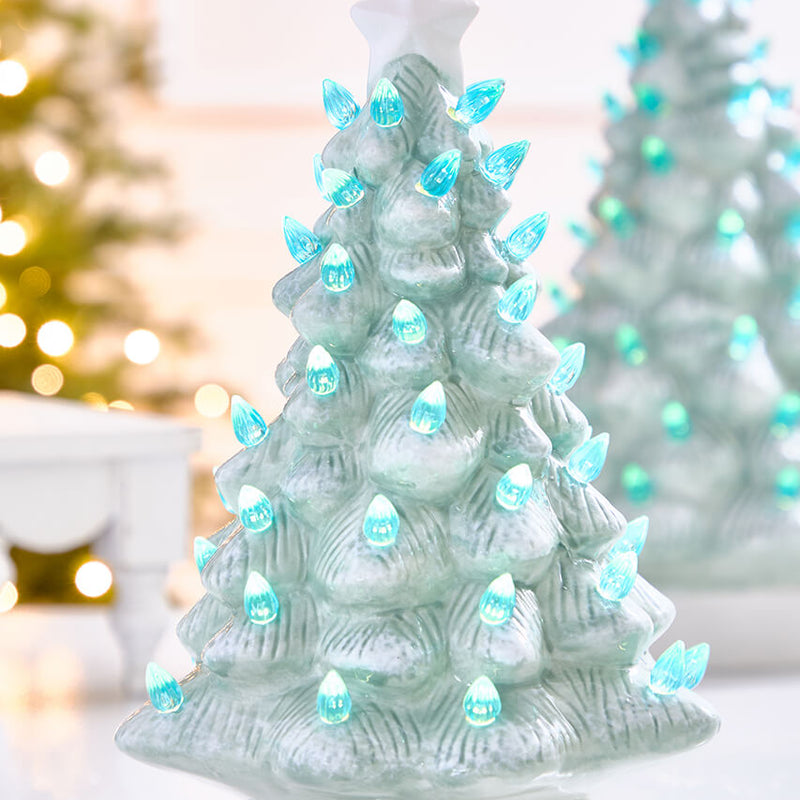 11.5" Light Blue Ceramic LED Tree