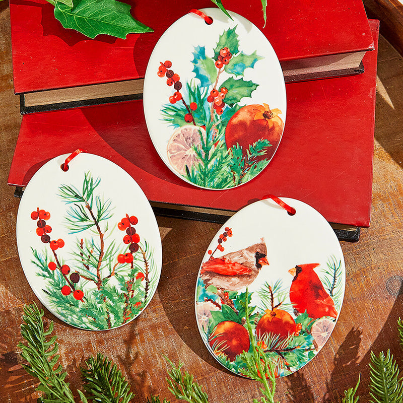 5 Inch Cardinal Ceramic Ornament Decorative Christmas Hanging Ornament