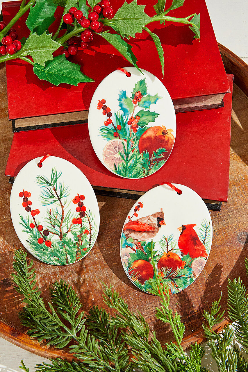 5 Inch Cardinal Ceramic Ornament Decorative Christmas Hanging Ornament
