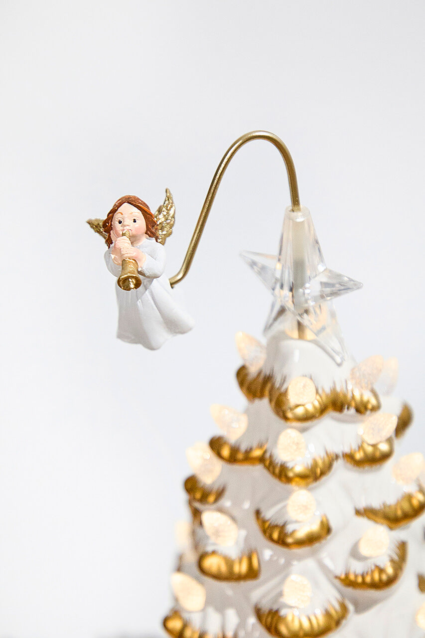 10" Lighted Ceramic Christmas Tree With Rotating Angel