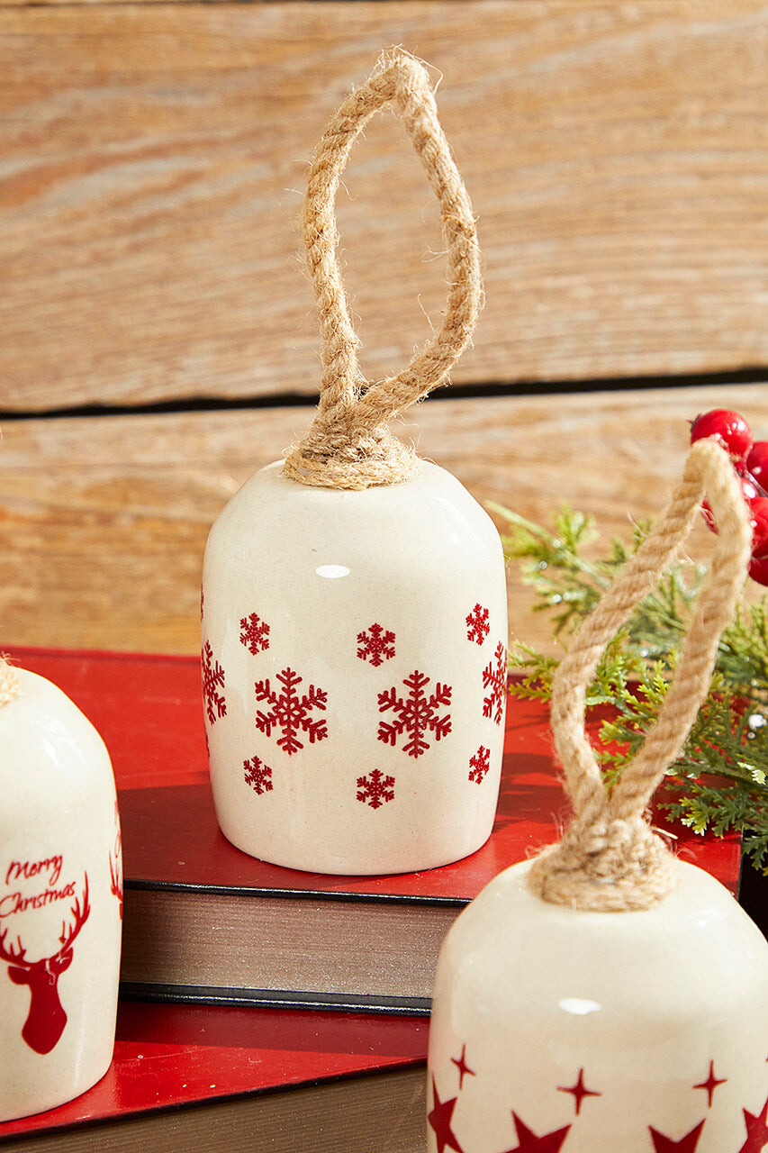 8" Holiday Bell Ceramic Ornament