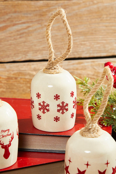8" Holiday Bell Ceramic Ornament