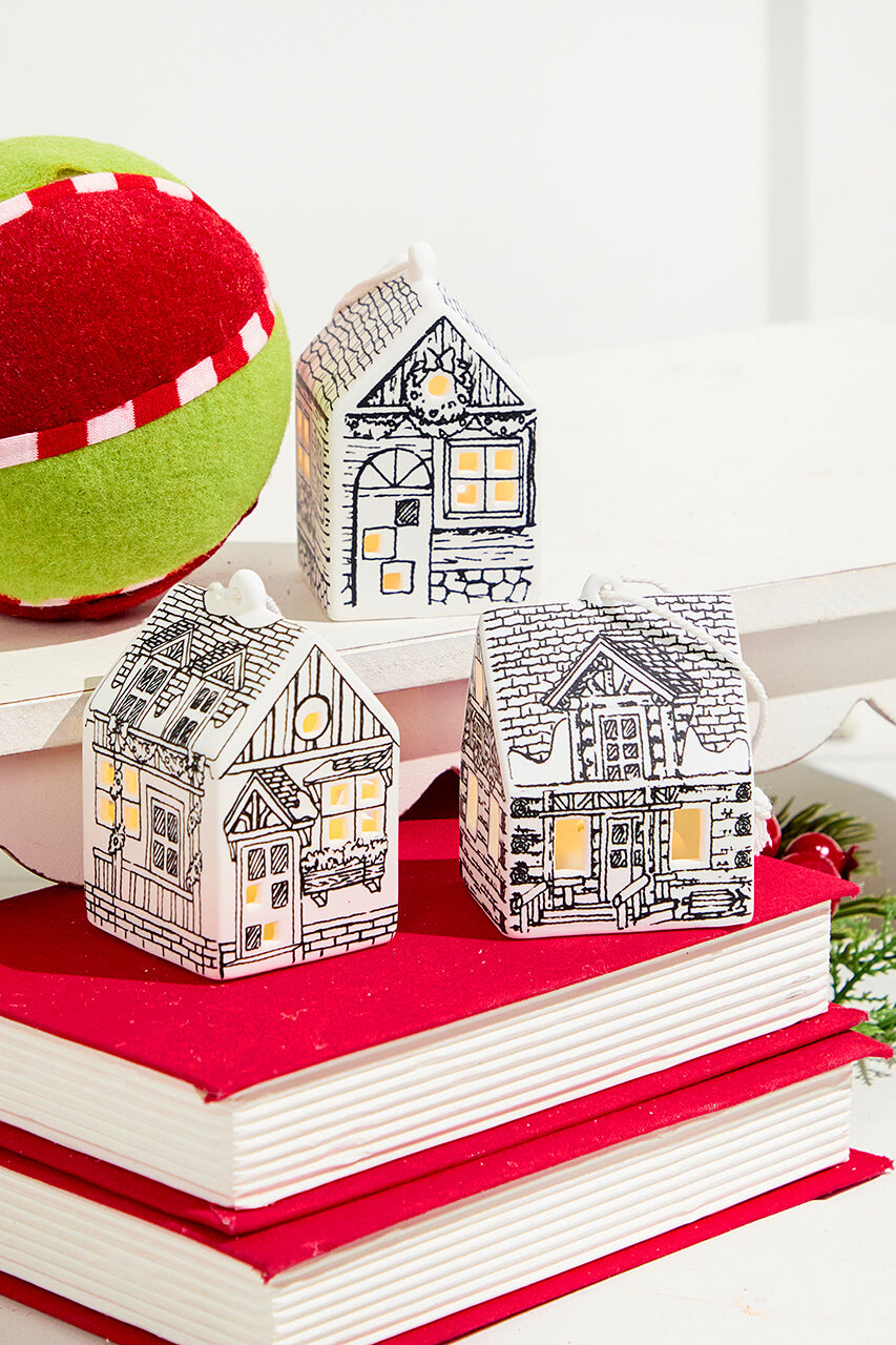 3" LED Ceramic House Ornament