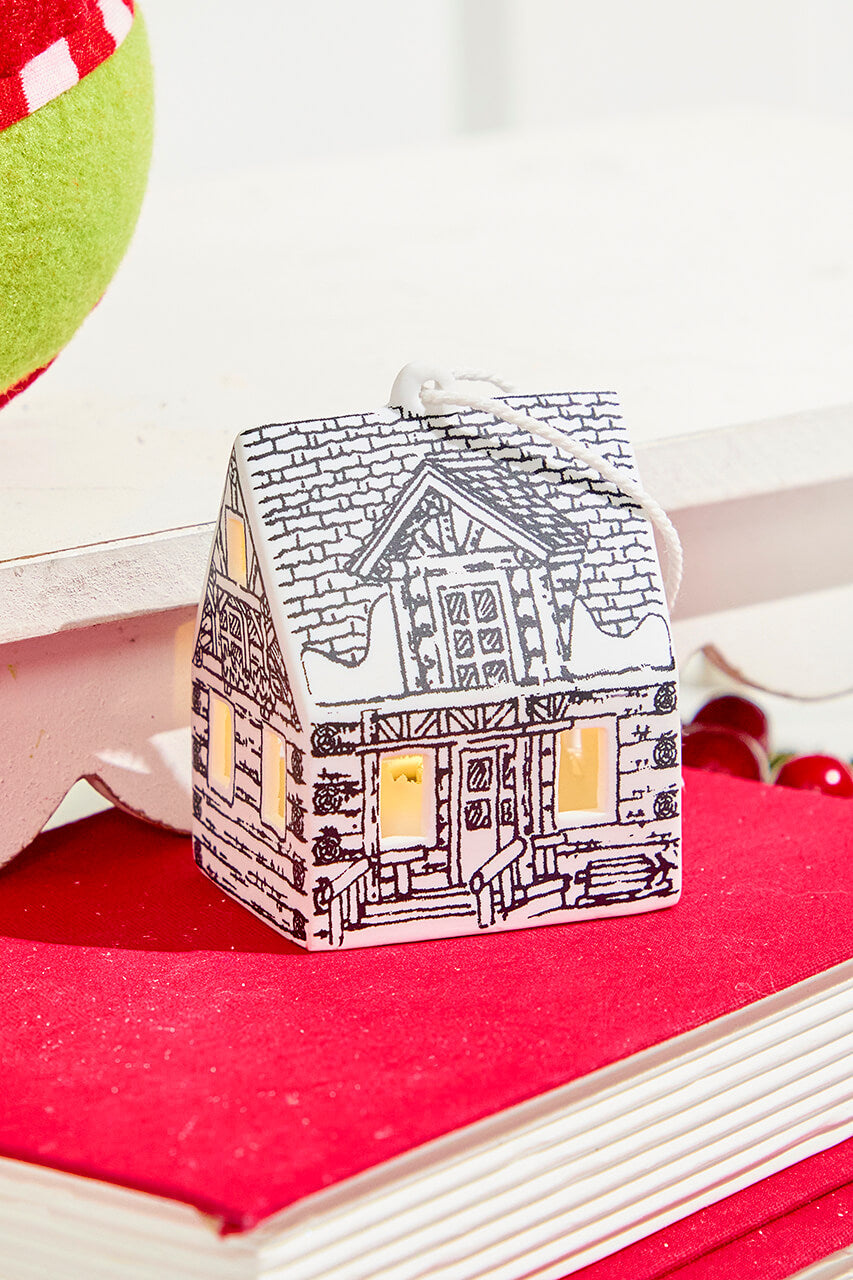 3" LED Ceramic House Ornament