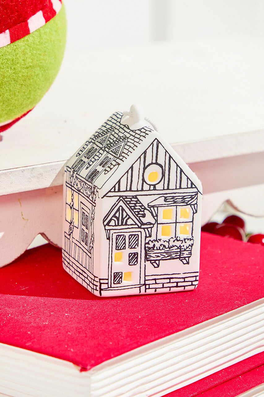 3" LED Ceramic House Ornament