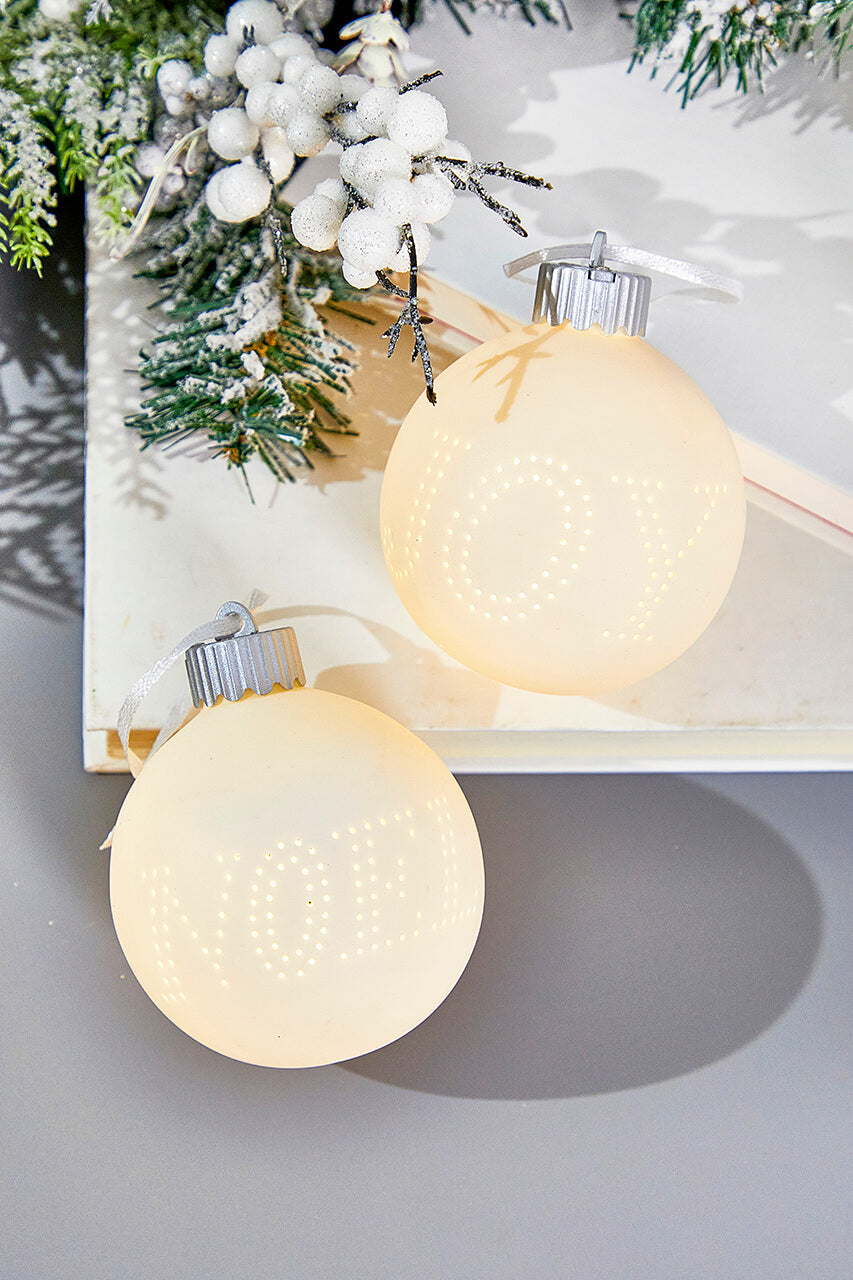 3" Lighted Text Ceramic Ornament