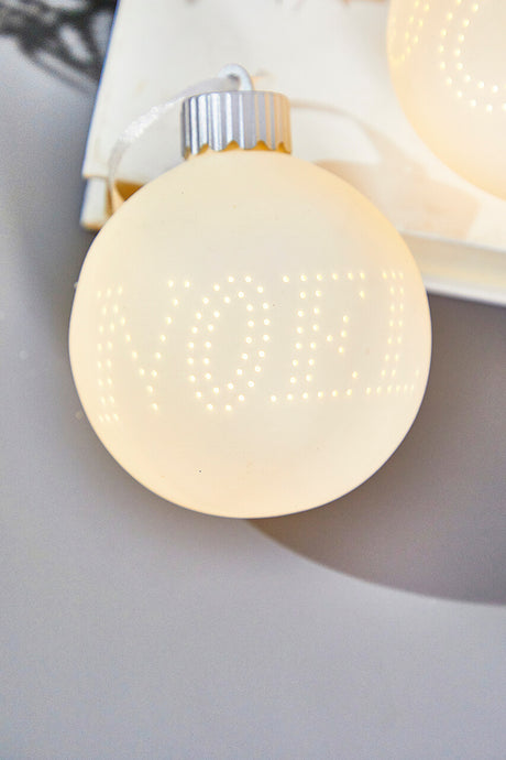 3" Lighted Text Ceramic Ornament