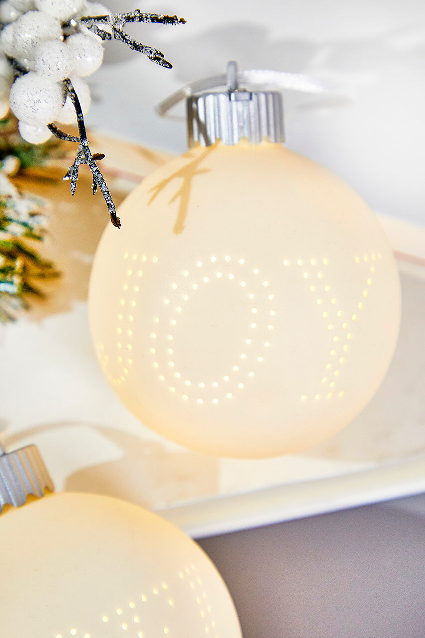 3" Lighted Text Ceramic Ornament