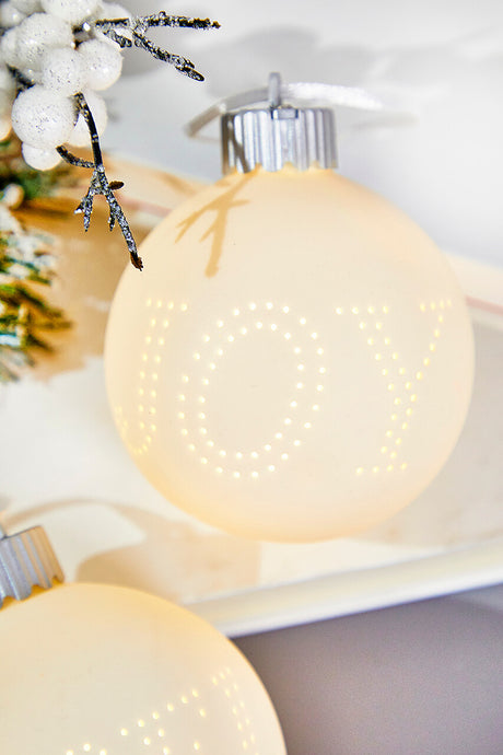 3" Lighted Text Ceramic Ornament