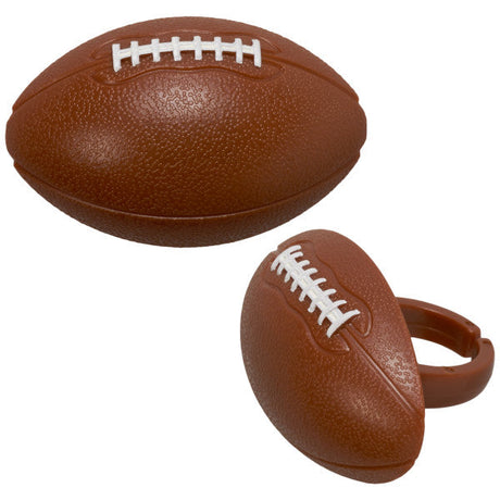3D Football Rings, Cupcake Decorations, Food Safe Cake Toppers – 144 Pack