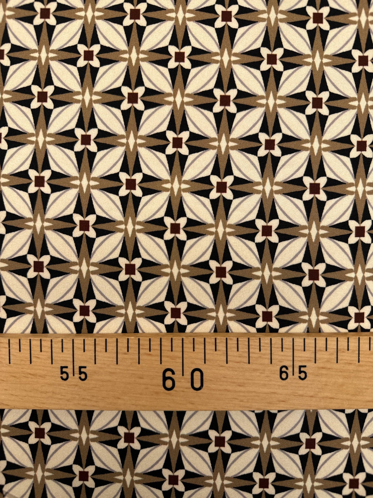 Printed Polyester Beige Black Striped Geometric