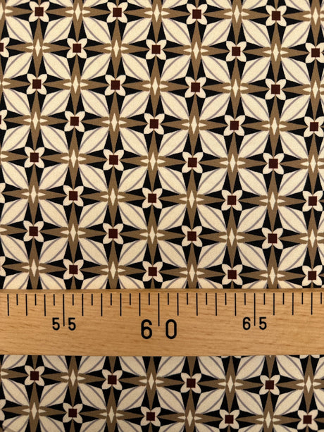 Printed Polyester Beige Black Striped Geometric