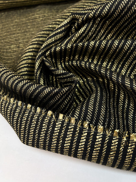 Cotton Lurex Tweed Striped Golden-Black