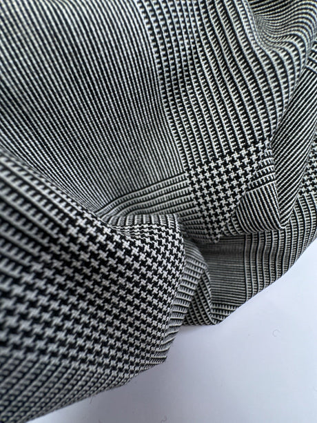 Wool Tweed Checked Black White
