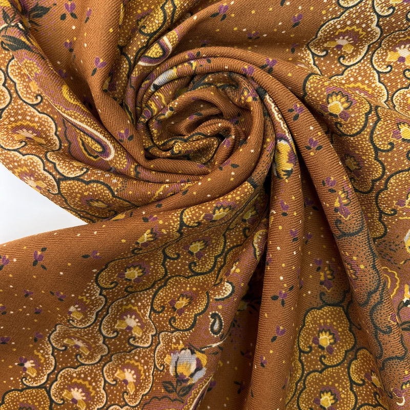 Wool Twill Printed Yellow Brown
